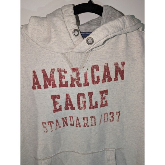 American Eagle Outfitters Hoodie Sweatshirt Men's XL Gray Red Logo Graphic Y2K * - Picture 2 of 10